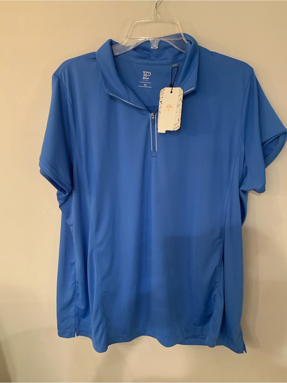 EP Pro Light Blue Performance Quarter-Zip Top wicking material  1X NWT